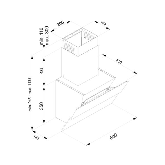 ВЫТЯЖКА TORNADO SKY TOUCH FREE 1100(60), BLACK