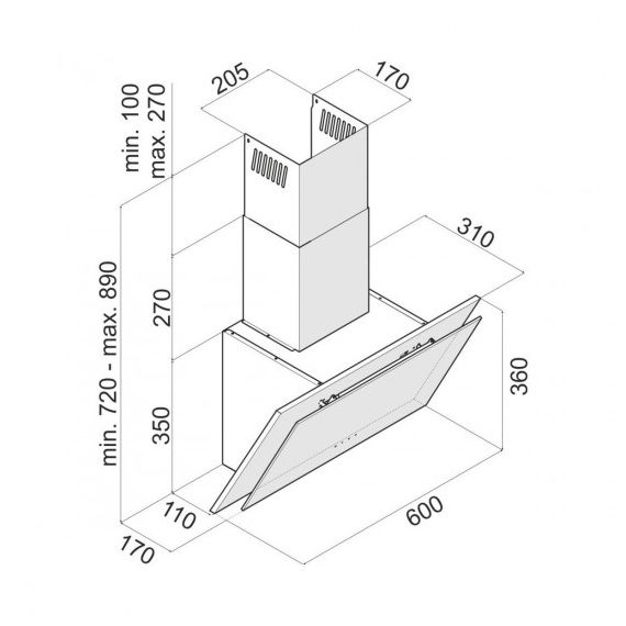 ВЫТЯЖКА TORNADO ESTER 1100(60) LED BL, BLACK