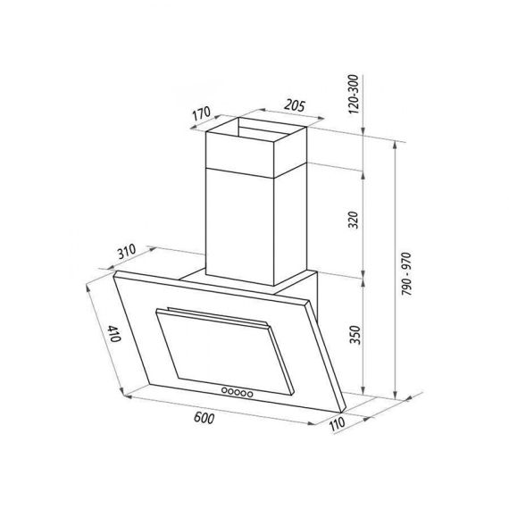 ВЫТЯЖКА TORNADO SIGMA 700(60) LED BL, BLACK