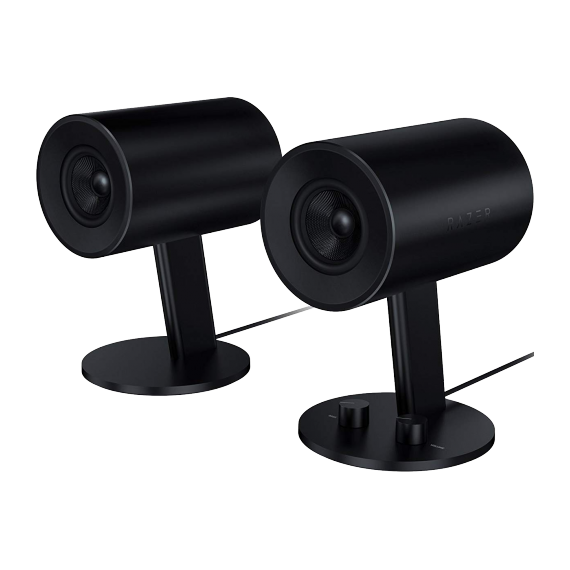 SPEAKERS 2.0  RAZER NOMMO, 3.5MM IN, AUX IN, HEADPHONE OUT, VOLUME + BASS CONTROL, WOVEN GLASS FIBER 3-INCH DRIVERS , 50 HZ - 20 KHZ, EXT. POWER ADAPT