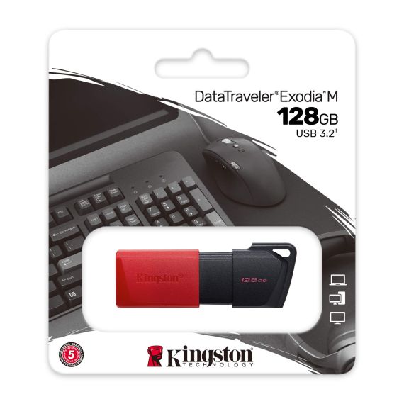 USB FLASH DRIVE KINGSTON DATATRAVELER EXODIA M 128ГБ / BLACK/RED