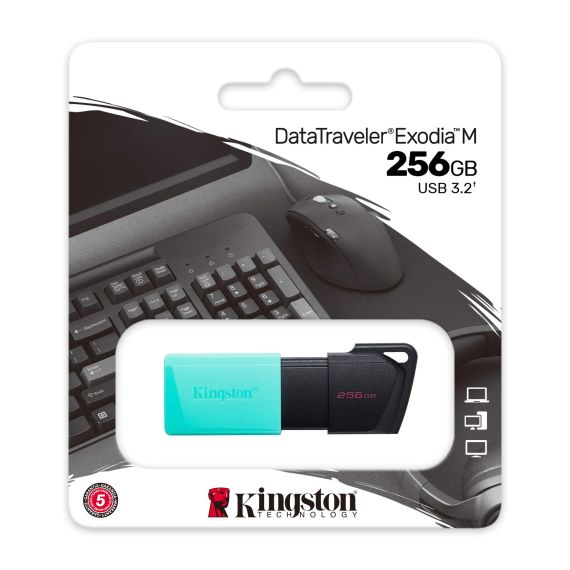 USB FLASH DRIVE KINGSTON DATATRAVELER EXODIA M 256ГБ / BLACK/TEAL
