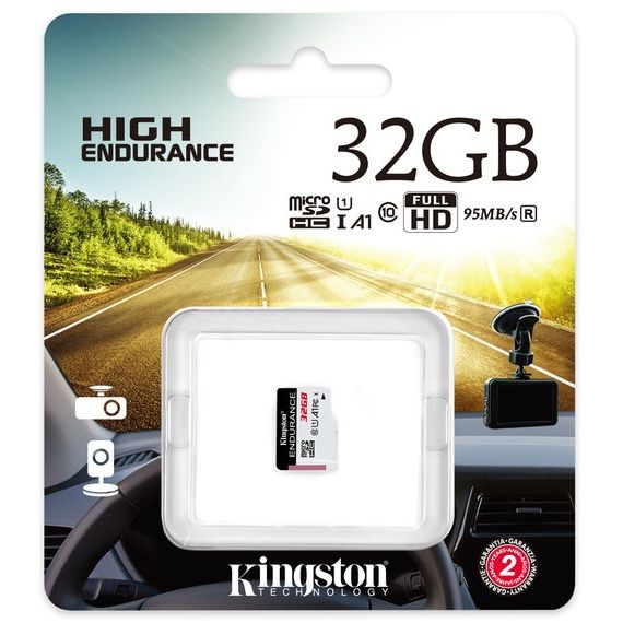 32GB MICROSD CLASS10 A1 UHS-I FC  KINGSTON HIGH ENDURANCE, 600X, UP TO: 95MB/S, HIGH PERFORMANCE, SEAMLESS RECORDING