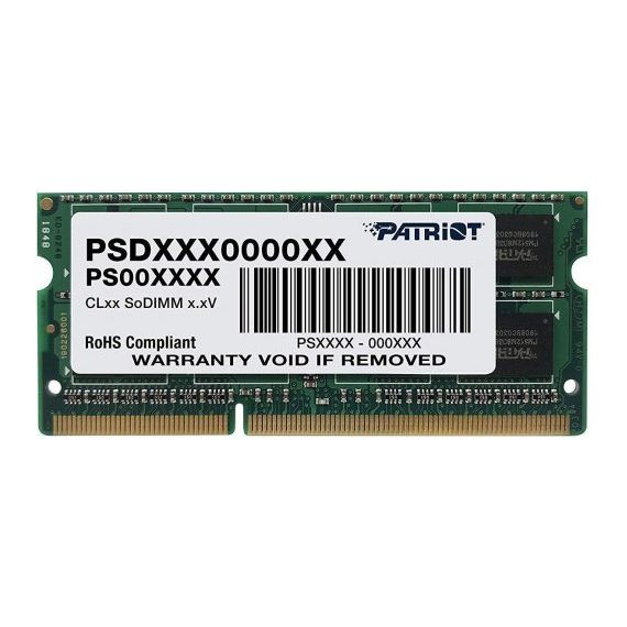 8GB DDR3L-1600 SODIMM PATRIOT SIGNATURE LINE, PC12800, CL11, 2 RANK,