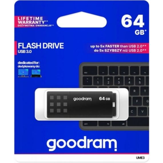 USB FLASH DRIVE GOODRAM UME3 BLACK USB3.0 64GB
