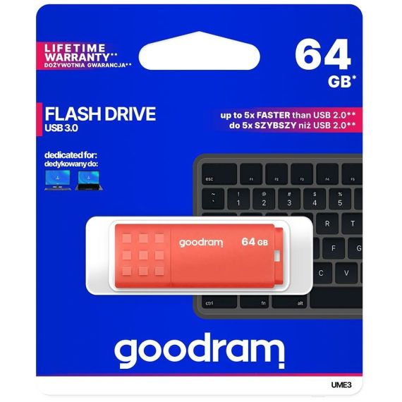 USB FLASH DRIVE GOODRAM UME3 ORANGE USB3.0 64GB