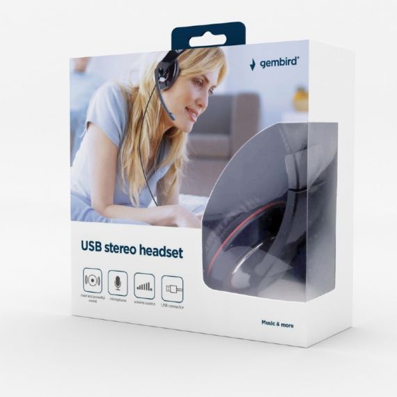 НАУШНИКИ GEMBIRD MHS-U-001 / USB / BLACK