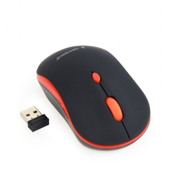 GEMBIRD MUSW-4B-03-R, WIRELESS OPTICAL MOUSE, 2.4GHZ, 4-BUTTON, 800/1200/1600DPI, NANO RECIVER, USB, BLACK/RED