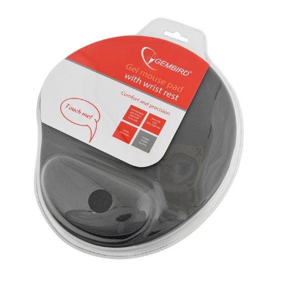 GEMBIRD MP-GEL-GR, GEL MOUSE PAD WITH WRIST SUPPORT, GREY