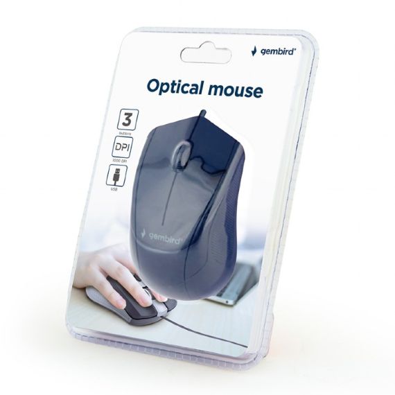 GEMBIRD MUS-3B-02, OPTICAL MOUSE, 3-BUTTON, 1000DPI, USB, BLACK