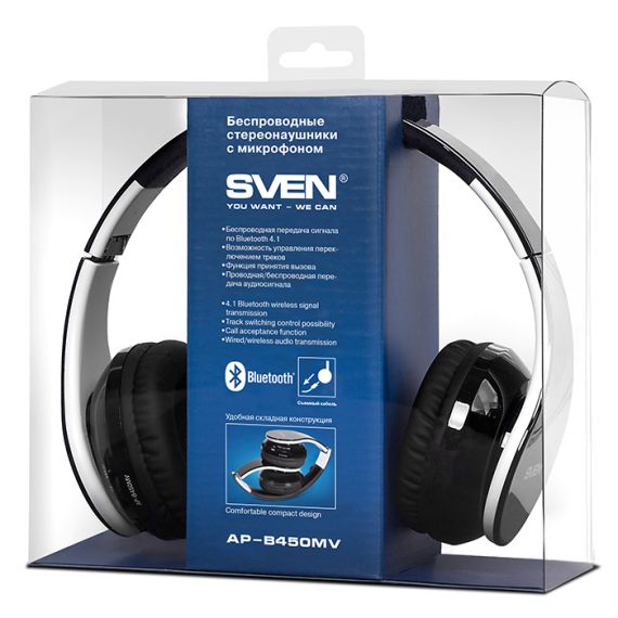 BLUETOOTH НАУШНИКИ SVEN AP-B450MV, WHITE