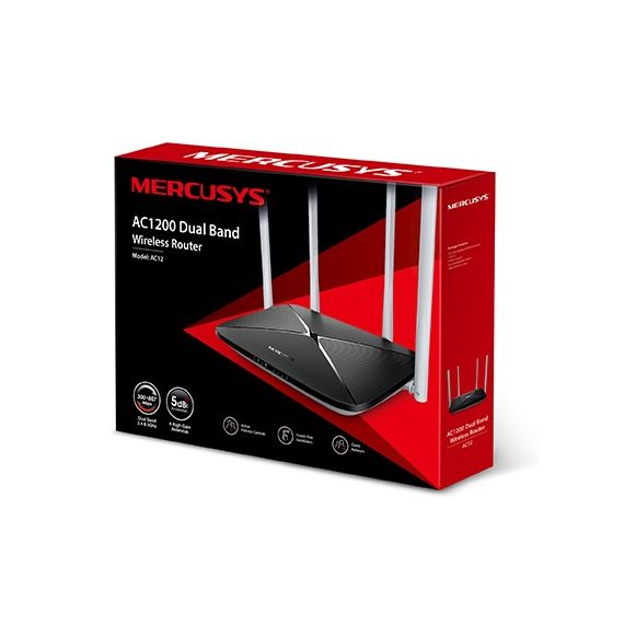 WI-FI РОУТЕР MERCUSYS AC12 / AC1200 DUAL BAND / WI-FI5 / 1WAN+4LAN