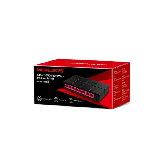 MERCUSYS MS108G 8-PORT GIGABIT SWITCH, 8 10/100/1000M RJ45 PORTS,
