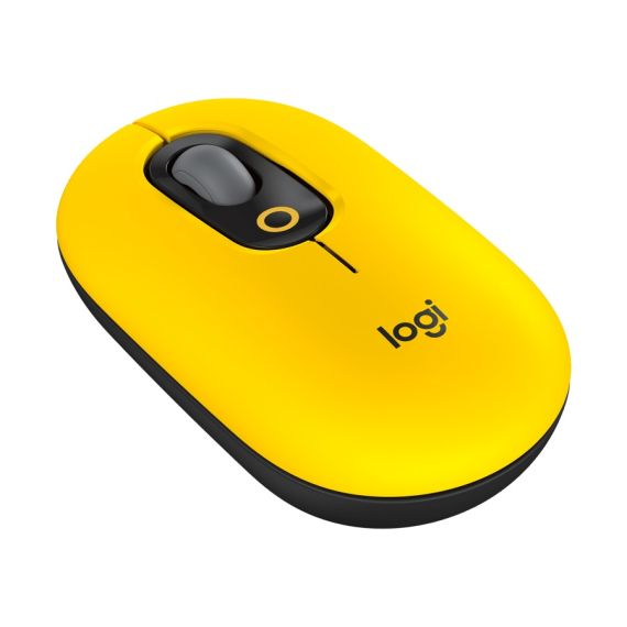 LOGITECH POP MOUSE WIRELESS MOUSE WITH CUSTOMIZABLE EMOJI, MULTI-DEVICE, SILENTTOUCH, SMARTWHEEL, 2 PROGRAMMABLE BUTTONS, BLAST/YELLOW