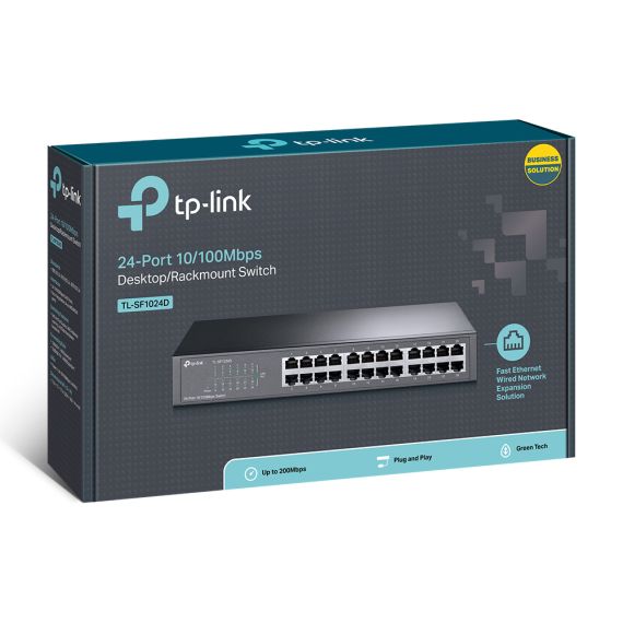 КОММУТАТОР TP-LINK TL-SF1024D / 24 PORT / 100MB / RJ45 / 1U 13-INCH RACK-MOUNTABLE STEEL CASE