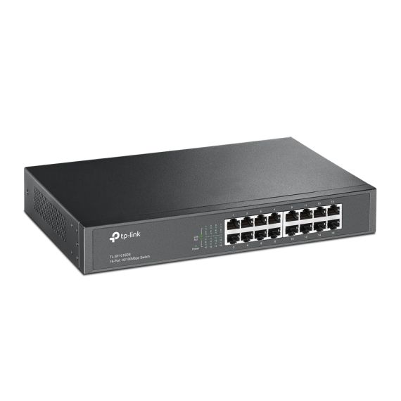 КОММУТАТОР TP-LINK TL-SF1016DS / 16 PORT / 100MB / RJ45 / 1U 13-INCH RACK-MOUNTABLE STEEL CASE