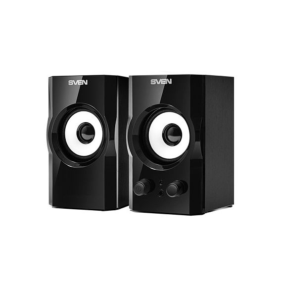 SVEN SPS-605 BLACK,  2.0 / 2X3W RMS, HEADPHONE JACK, WOODEN,  2.5"