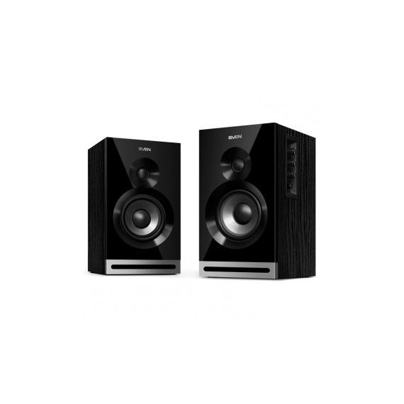 SVEN SPS-705 BLACK,  2.0 / 2X20W RMS, BLUETOOTH, CONTROL PANEL ON THE ACTIVE SPEAKER SIDE PANEL,  HEADPHONE JACK, WOODEN, (4"+3/4")