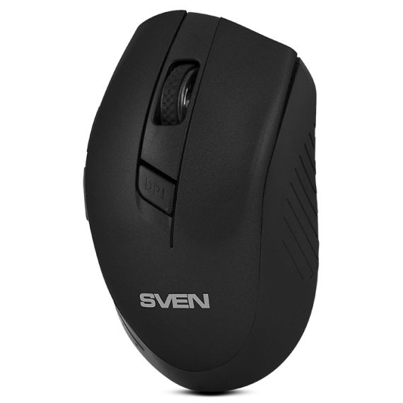 SVEN RX-425W WIRELESS, OPTICAL MOUSE, 2.4GHZ, NANO RECEIVER, 800/1200/1600 DPI, DPI RESOLUTION SWITCH, TWO ADDITIONAL NAVIGATION BUTTONS (FORWARD AND BACK), USB, BLACK