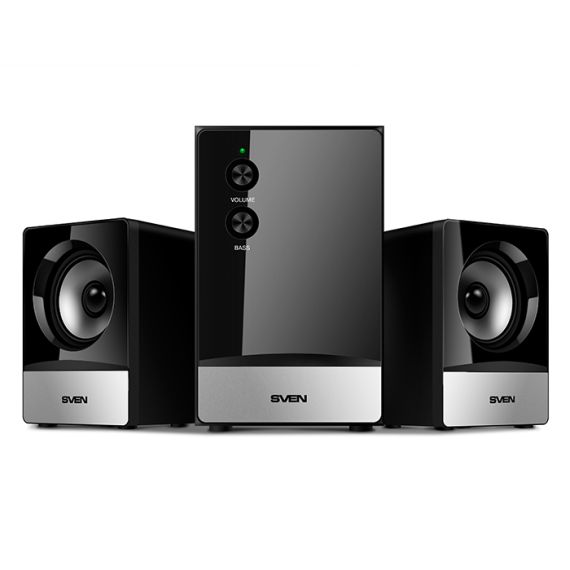 SVEN MS-90 BLACK,  2.1 / 5W + 2X5W RMS, VOLUME CONTROL AND BASS CONTROL, WOODEN