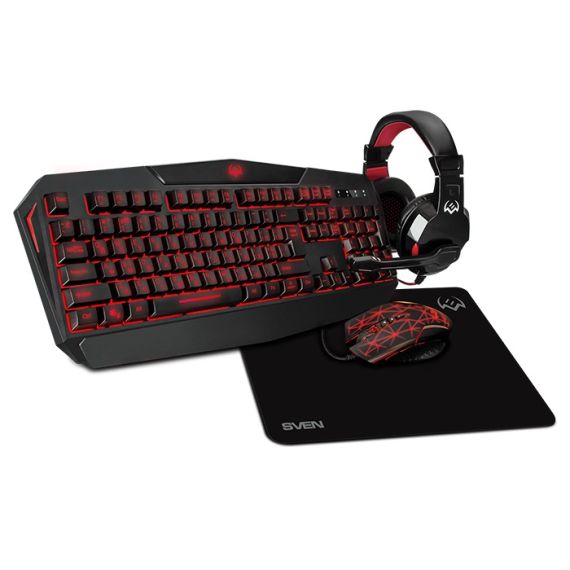 SVEN GS-4300 RGB GAMING SET, KEYBOARD+MOUSE+MOUSEPAD+HEADSET,