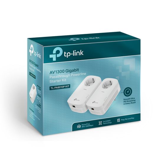 POWERLINE ADAPTER TP-LINK  TL-PA8010P KIT / 1300MBPS  / 1 GIGABIT LAN PORT