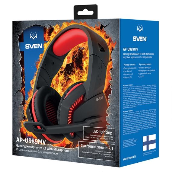 CASTI SVEN AP-U989MV, BLACK/RED