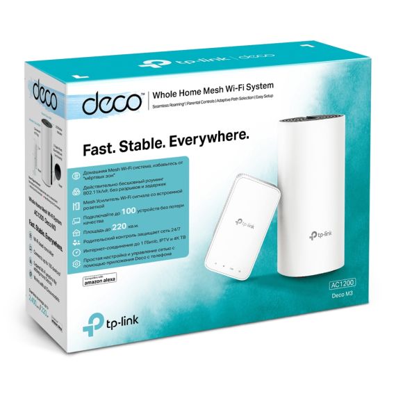 MESH WI-FI СИСТЕМА TP-LINK DECO M3 (2-PACK) / AC1200 DUAL BAND /  2 LAN GIGABIT PORT