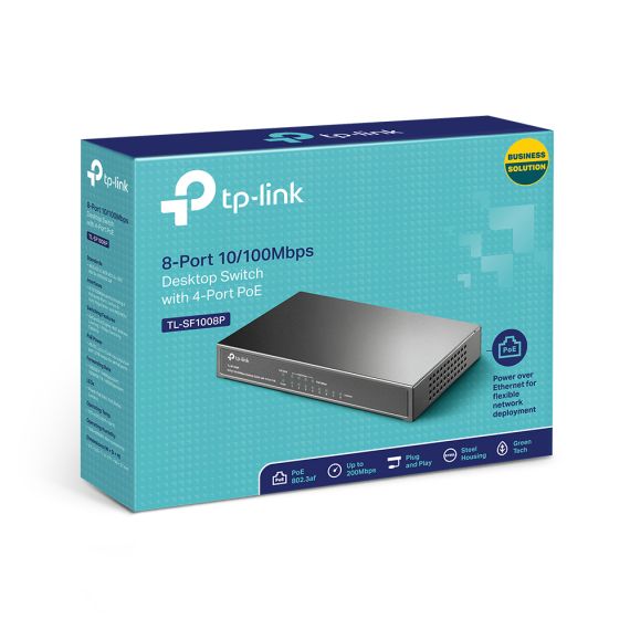 КОММУТАТОР TP-LINK TL-SF1008P / 8 PORT / 100MB / RJ45 /