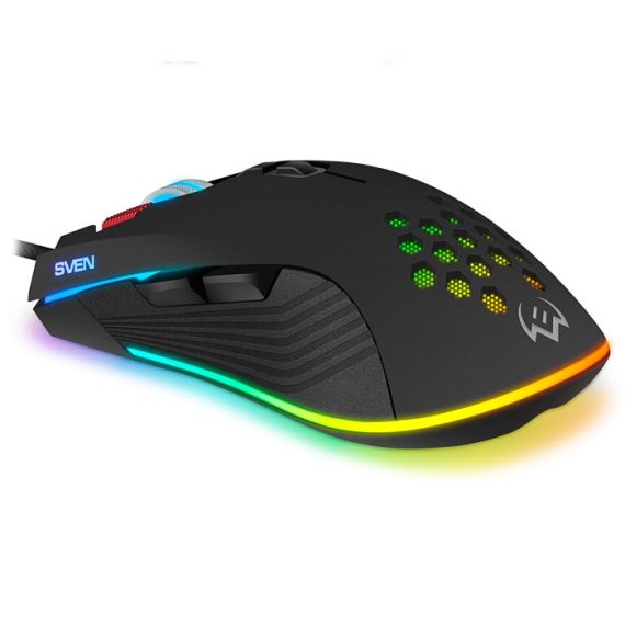 SVEN RX-G850 RGB GAMING, OPTICAL MOUSE, 500-6400 DPI, 7+1 BUTTONS (SCROLL WHEEL),  DPI SWITCHING MODES, USB