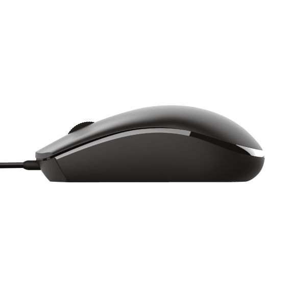 TRUST BASI WIRED OPTICAL MOUSE, 1200 DPI, 3 BUTTON, USB, 1.6 M, BLACK
