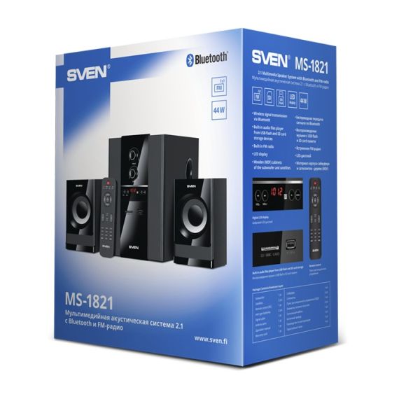 КОЛОНКИ 2.1 SVEN MS-1821 / 44W RMS / BLUETOOTH / BLACK