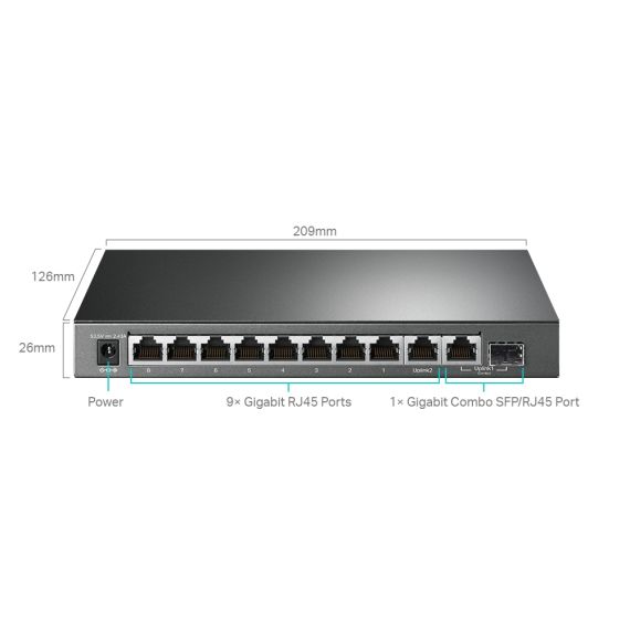 КОММУТАТОР TP-LINK TL-SG1210MPE / 9 PORT + 1 COMBO SFP/RJ45