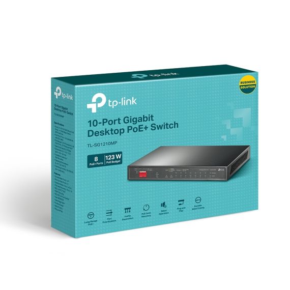 КОММУТАТОР TP-LINK TL-SG1210MP / 9 PORT + 1 COMBO SFP/RJ45 / GIGABIT / POE