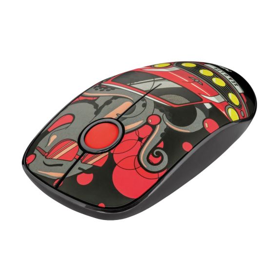 TRUST SKETCH RED WIRELESS MOUSE, SILENT CLICK, 15M  2.4GHZ, MICRO RECEIVER, 1600 DPI, 3 BUTTON, USB