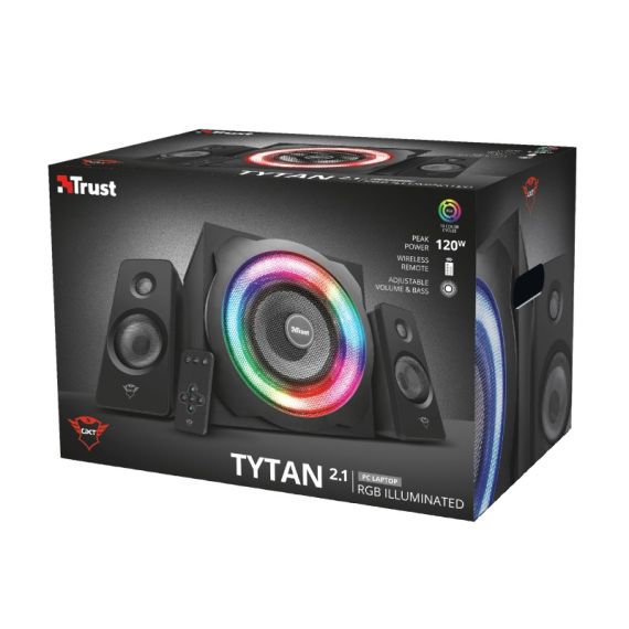 TRUST GAMING GXT 629 TYTAN RGB ILLUMINATED 2.1 SPEAKER SET, 120W  - BLACK