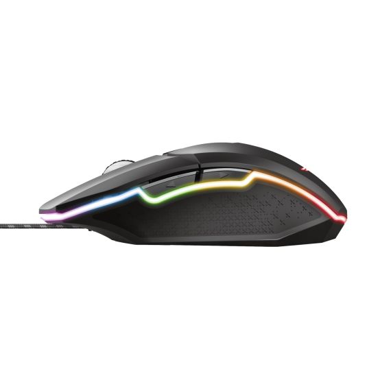 TRUST GAMING GXT 950 IDON ILLUMINATED MOUSE, 500 - 6000 DPI, MECHNICAL BUTTON, 7 PROGRAMMABLE BUTTON, RGB LIGHTING, 1,8 M USB, BLACK