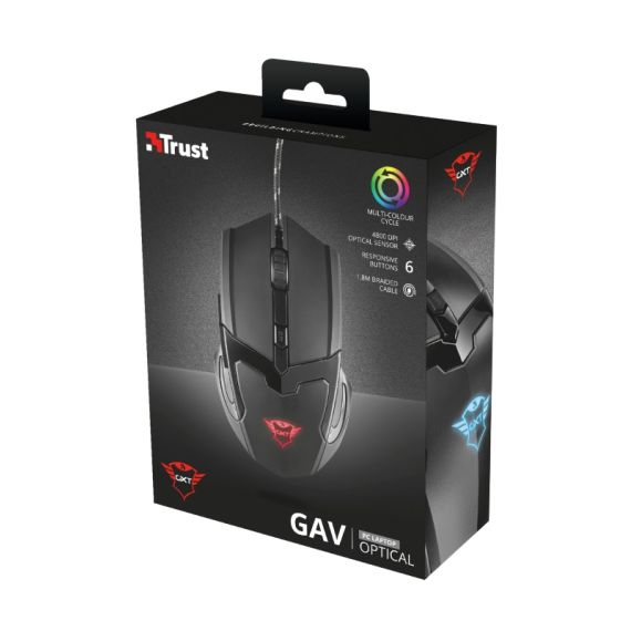 TRUST GAMING GXT 101 GAV MOUSE, 600 - 4800 DPI, 6 BUTTON, ILLUMINATED
