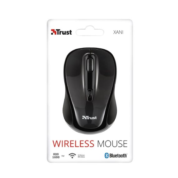 TRUST XANI BLUETOOTH WIRELESS MOUSE, BLUETOOTH TECHNOLOGY, NO USB RECEIVER NEEDED, 800-1600 DPI, BLACK