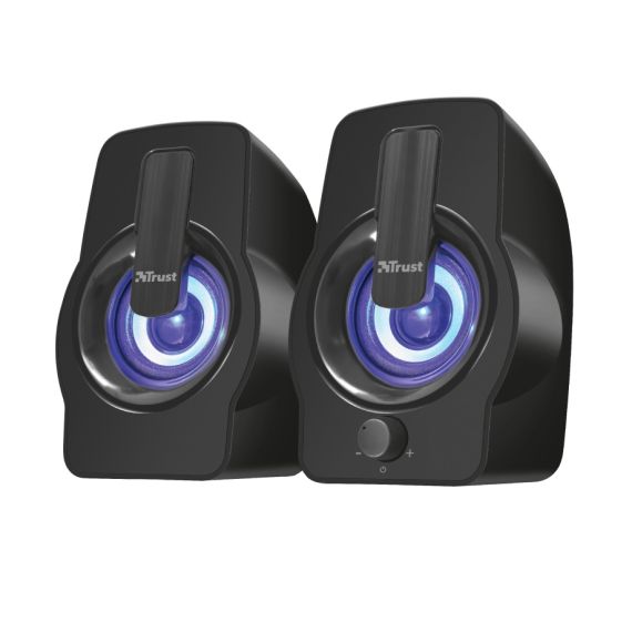 TRUST GEMI RGB 2.0 SPEAKER SET, 12W, LED ILLUMINATION WITH AUTOMATED COLOUR CYCLE, BLACK