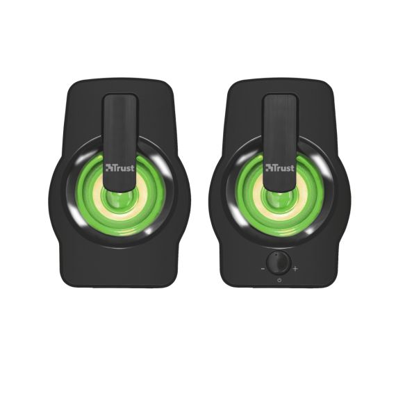 TRUST GEMI RGB 2.0 SPEAKER SET, 12W, LED ILLUMINATION WITH AUTOMATED COLOUR CYCLE, BLACK