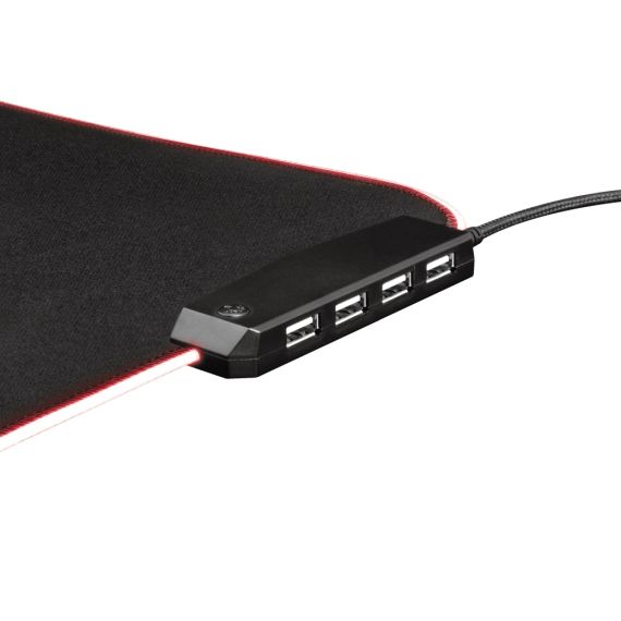 TRUST GAMING GXT 765 GLIDE-FLEX RGB MOUSE PAD WITH USB HUB, 4 USB PORTS TO CONNECT USB DEVICES WITHIN REACH, FLEXIBLE DESIGN WITH COMFORTABLE FABRIC SURFACE (350X250MM), 1.2M BRAIDED CABLE