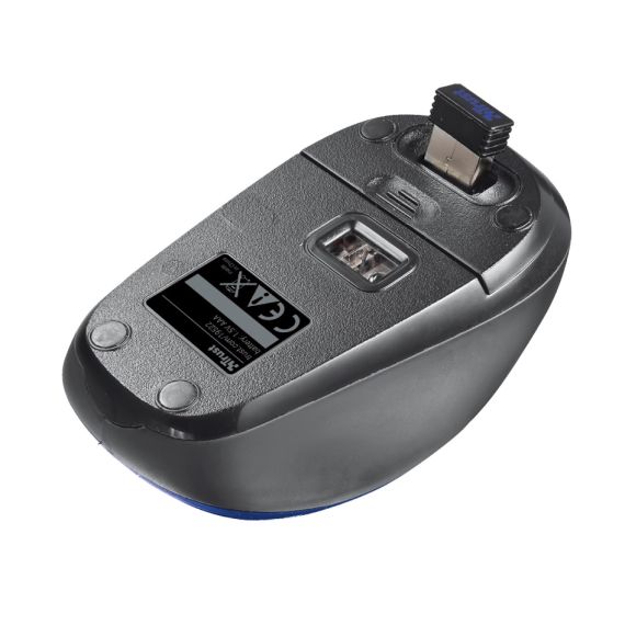TRUST YVI WIRELESS MOUSE - BLUE, 8M 2.4GHZ, MICRO RECEIVER, 800-1600 DPI, 4 BUTTON, RUBBER SIDES FOR COMFORT AND GRIP, USB