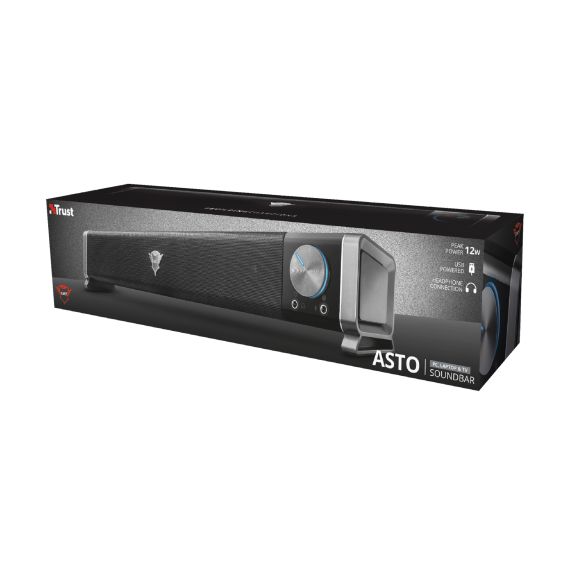 TRUST GAMING GXT 618 ASTO SOUND BAR PC SPEAKER, 12W, ILLUMINATED VOLUME CONTROL BUTTON, BLACK