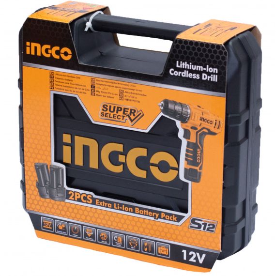 ШУРУПОВЁРТ АККУМУЛЯТОРНЫЙ LI-ION 12V/2*1.5A INGCO CDLI12325