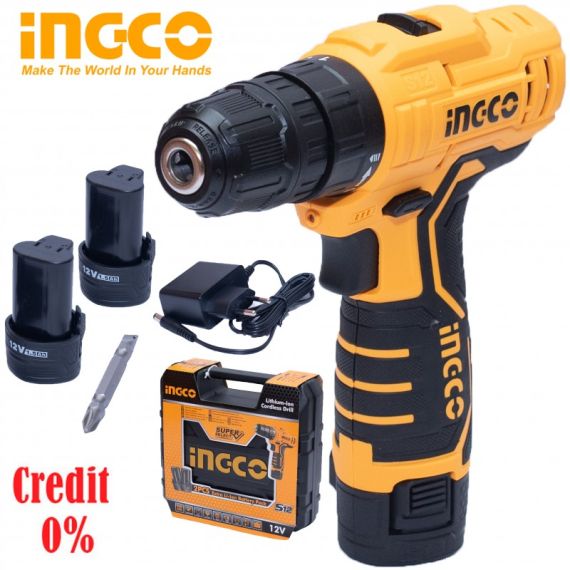 ШУРУПОВЁРТ АККУМУЛЯТОРНЫЙ LI-ION 12V/2*1.5A INGCO CDLI12325