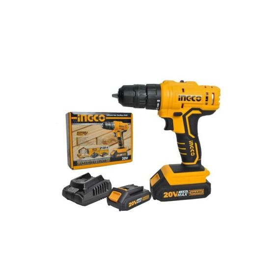 ШУРУПОВЁРТ АККУМУЛЯТОРНЫЙ INGCO LI-ION 20V/1*1.5A  CDLI20011