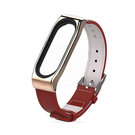 РЕМЕШОК КОЖАНЫЙ ДЛЯ БРАСЛЕТА XIAOMI MI BAND 5/6 RED/ROSE GOLD