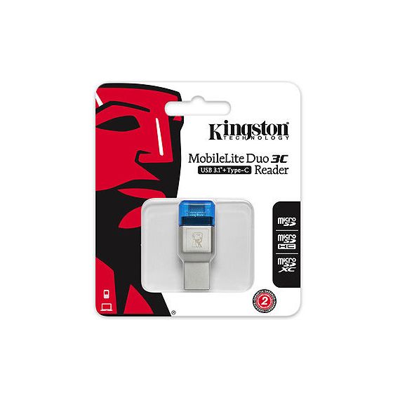 KINGSTON FCR-ML3C MOBILELITE DUO 3C CARD READER, USB 3.0, USB TYPE-A AND USB TYPE-C
