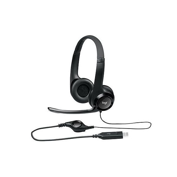 НАУШНИКИ С МИКРОФОНОМ LOGITECH H390 BLACK USB HEADSET, HEADSET: 20HZ-20KHZ, MICROPHONE: 100HZ-10KHZ, 2.4M CABLE, 981-000406
